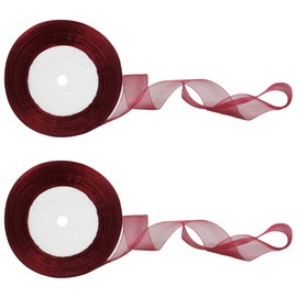 pson 2 Rolls 50 Yards Organza Ribbons, 1 Inch Wine red Ribbons, Holiday Festival Ribbons for Decoration, Bouquet, Crafts, Wedding, Party