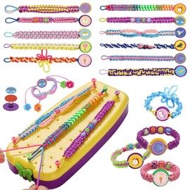 Friendship Bracelet Making Kit for Girls - DIY Arts and Crafts for Kids Ages 8-12 with 16 Patterns, Stickers, Beads, Flowers for 7 9 10 11 Year Olds, Popular Bracelets String Maker Toys Set