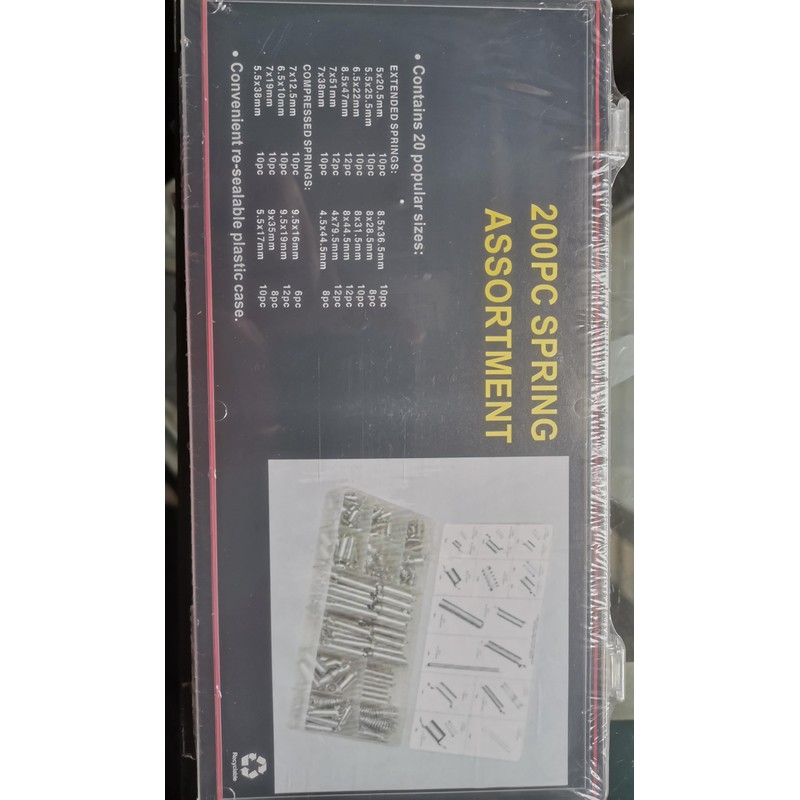 200 Piece Compression Springs Assortment Kit,Spring Assortment Set,Zinc Plated Compression