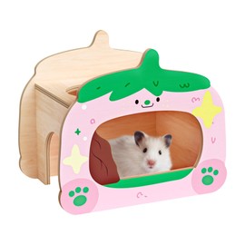 mini&moe Hamster Houses and Hideouts - Wooden Hamster Hideouts Multiple Entrances Small Animal Habitat Cage Accessories & Decor for Syrian Dwarf Gerbils Rat Mouse