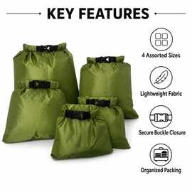 Waterproof Dry Bag Set for Outdoor Gear - 5 Lightweight Roll-Top Bags for Camping, Kayaking & Travel