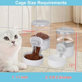 Hanging Automatic Pet Food Water Dispenser Set,Gravity Feeder Food Dispenser,Suitable for Caged Rabbits, Cats, Guinea Pigs Ferret, Dutch Pigs, Puppies, etc., Gray