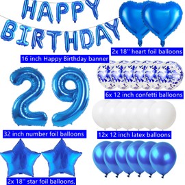 Balloons 29th Birthday Decoration Man Blue Set, Birthday Decoration 29th Birthday Decoration Man Blue, Foil Balloons 29th Birthday Decoration Banner, Garland Decoration 29th Birthday Man Decoration