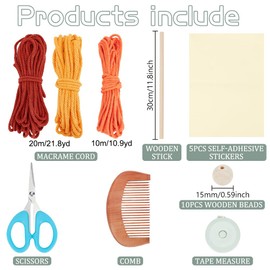 FREEBLOSS Autumn Color Macrame Leaf Kit Macrame Leaf Wall Hanging Leaf Woven Tapestry Bohemian Decor Macrame Kit for Beginners Handmade Feather Wall Decorations for Bedroom Home Dorm