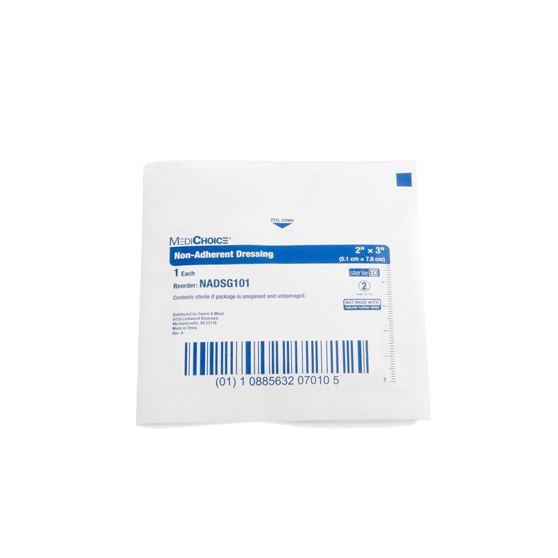 MediChoice Non-Adherent Dressing, Sterile 2x3 Inch, White, 1314NADSG101 (Box of
