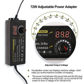 Auplf - Fuente de alimentación de CC ajustable, adaptador de fuente de alimentación universal de 3 V ~ 24 V, 3 A, 72 W, fuente de alimentación de CC variable, adaptador de CA universal de 100 V-240 V,
