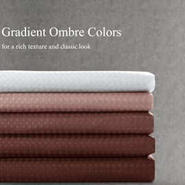 Textured Fabric Bath Curtain Set, Polyester Ombre Shower Curtains for Bathroom, Water Repellent Shower Curtain with 12 Hooks,Machine Washable (72 x 72 inch, Rustic Brown)