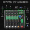 8 Channel Audio Mixer with Reverb, Bluetooth, USB Port, 48V