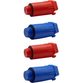 (Pack of 4) Construction Plugs 1/2", Red and Blue Plastic Pressure Plugs, Water Pressure Testing Plugs with Sealing Gaskets