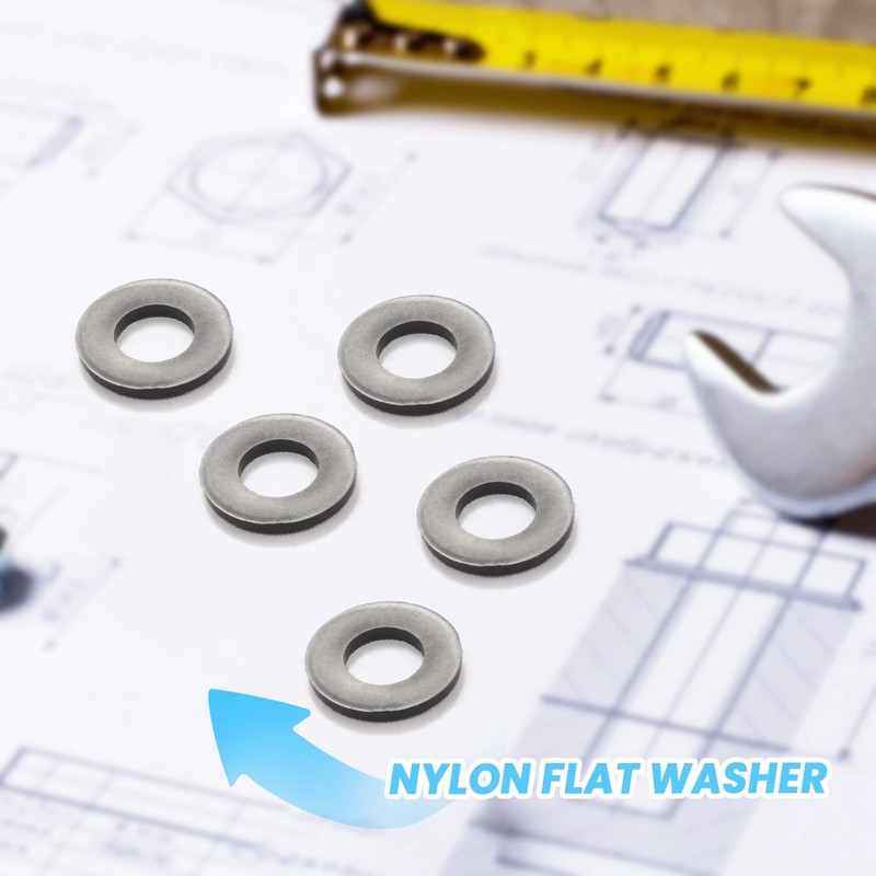 RESFNSE 600Pcs Black Nylon Rubber Flat Washer Assortment Kit for