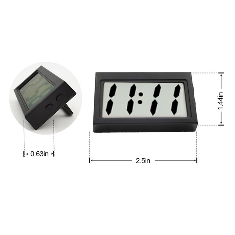 Shudyear 3PCS Small Digital Clock Mini Car Clock Mount Watch