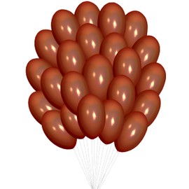 50 pcs 12" (30CM) Balloons Pearlised Metallic Air or Helium Wedding Birthday Christmas Party Decoration Available in 14 colours (Brown)