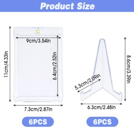 35PT Toploader Card, 6 Pieces Magnets Trading Card Sleeves with 6 Pieces Acrylic Card Stand Magnetic Card Holder Trading Card Cases Magnetic Toploader for Kpop Photocard Cards Display Holder