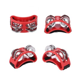 LATRAT Foot Tambourine, Foot Tambourine, Drum Foot Jingle Bell, Portable Drum (Red)