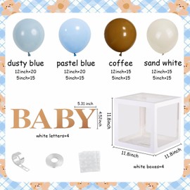 Blue Bear Baby Shower Boxes Decorations for Boy Baby Shower Decorations with Blue Brown Balloons Backdrop Wood Grain Baby Boxes for Boy Teddy Bear theme Gender Reveal