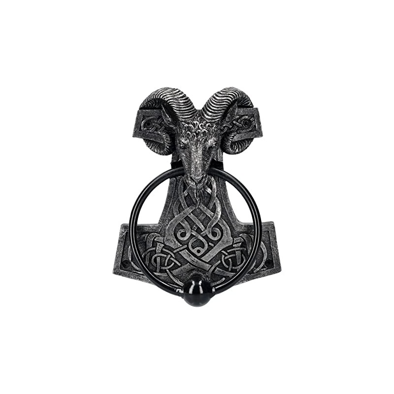 Pacific Giftware Door Knocker Viking Thor's Hammer with Aries Skull