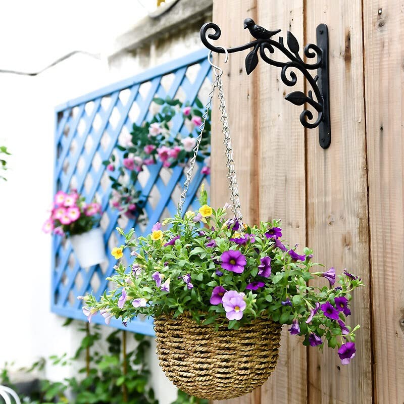 KiaoTime Cast Iron Metal 9.5" Hanging Planter Flower Pots Bracket