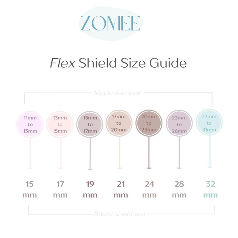 Zomee Flex Breast Nipple Shield Latch Assistance Inverted or Flat-
