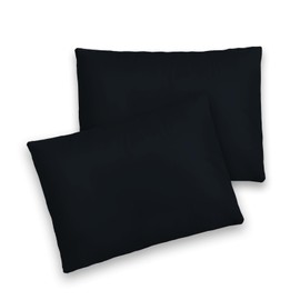 Pizuna Toddler Pillow Cases 33 x 46 cm, Black, 400 Thread Count 100% Long Staple Cotton Crib Pillowcase Set of 2, Soft Sateen Weave Baby Pillow Cover