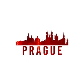 Prague City Outline Vinyl Decal Notebook Car Laptop 5.5" x 2.75" (Red Holographic)