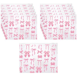 Reginary 50 Pcs Inspirational Gifts Bulk for Women Cosmetic Bag EVA You Are Braver Awesome Makeup Bag with Zipper for Birthday Back to School Encouragement Gifts(Pink Bow)