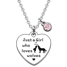 JMIMO Wolf Necklace for Girls Wolf Gifts Wolf Lover Gifts Just A Girl Who Loves Wolves Necklace