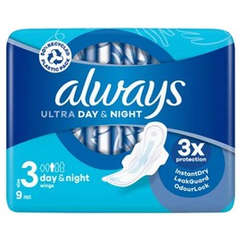 Always Ultra Day & Night (Size 3) Sanitary Napkins with Wings, Pack of 9