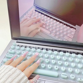 keyboard cover for long nails Mac laptop typing essential for texting easy to type fast office girly must haves:_Heart mint