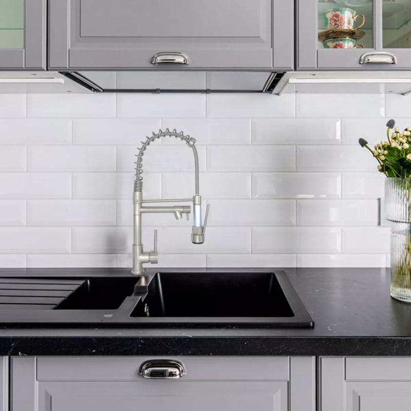 Cnx Mezcladora Flexible Monomando Para Fregadero Niquelado