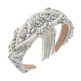 MUQINGWAN Women's Fashion Headband, Women's Wide Rhinestone Decorative Headband Hair Accessories For Women And Girls (Tassel headband)