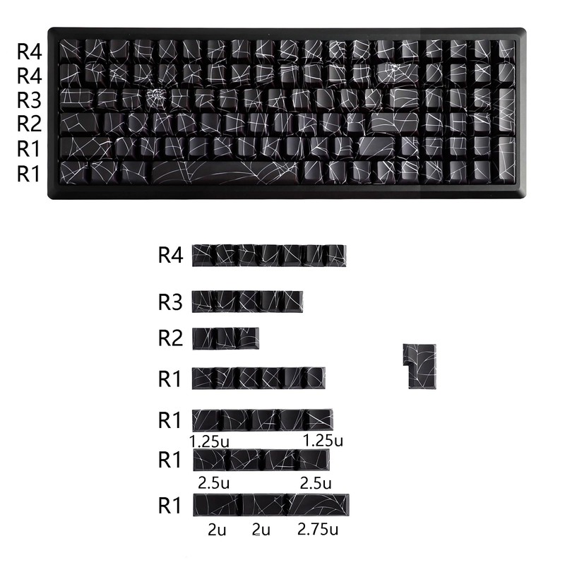 YMDK 134 Spider Web Shine Through Keycaps Cool Side-lit Cherry
