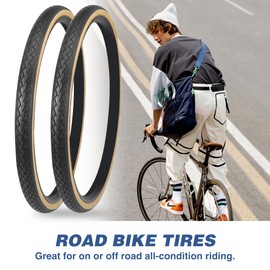 NO.199 - BALINGE 2 Pack Road Bike Tire 700 * 35C Bike Replacement Tire,Folding Replacement Tire for Bicycle, Wear-Resistant，2 Pack，Brown Wall