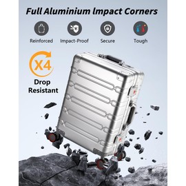 YYW Full Aluminum Frame Carry On Luggage Airline Approved Hardside Spinner Suitcase with Security Lock, Lightweight Check-In Bag