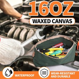 Wessleco Canvas Zipper Pouch, 3 Pack Small Tool Pouch Organizer, Heavy Duty 16OZ Waxed Canvas Mini Zipper Bag Pouch, 5.7/6.7/12.3 Inch Tool Multipurpose Water Resistant Storage Pouches(Green)