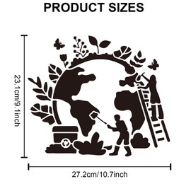 MAYJOYDIY Earth Stencil Globe Stencil Environmental Protection Flowers Plants Butterfly Pattern Template 30 × 30 cm with 1 Brush Reusable Wall Stencils for Canvas Floor Decor