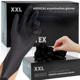 FINITEX - Black Nitrile Disposable Gloves, 5mil, Powder-free, Medical Exam Latex-Free 100 PCS For Cleaning Food Glove (XX-Large (Pack of 90))