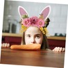 Ipetboom Easter Bunny Ears Headband with Realistic Flowers Lightweight Comfortable