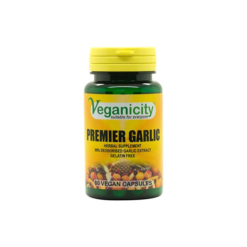 Veganicity Premier Garlic 500mg Digestive Health Supplement - 60 Capsules