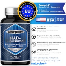 Suplemento liposomal NAD+ con resveratrol, vitamina B3 y TMG | Fórmula real NAD Plus, no NMN o NR | Potente 4 en 1 saludable envejecimiento y apoyo de