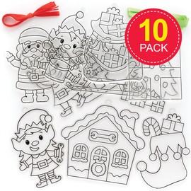 Baker Ross Santas Workshop Suncatcher Decoration – Pack of 10, Kids Paint Your Own Christmas Decoration, Christmas Bauble Arts and Crafts (FE860)