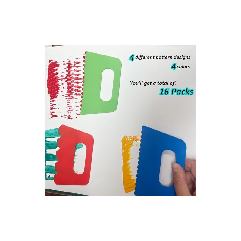 Lependor Plastic Scrapers Kit, 16Pcs Paint Scraper Tool for Arts
