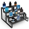 HomePekite Wood Cologne Organizer for Men,4 Tier Perfume Dresser Black