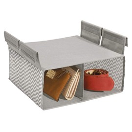 iDesign Chevron Soft Storage Hanging 2-Compartment Organizer, Taupe/Natural