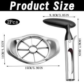 2 Pcs Apple Corer, Apple Slicer, Apple Corer and Slicer, Apple Cutter, Apple Slicer Cutter & Corer for Heavy Duty Apple Pear Orange Potato Divider for Quick and Easy Fruit Slicing