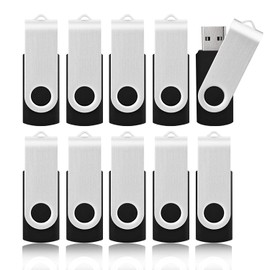 8 GB USB Stick 10Pack, KOOTION Bulk USB Flash Drive Swivel 8 GB Memory Stick Pen Drive Thumb Drive Jump Drive Computer Data Storage (10Pack Black)