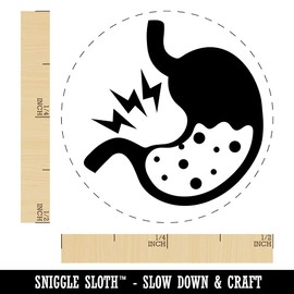 Stomach Ache Pain Anatomy Organ Body Part Self-Inking Rubber Stamp Ink Stamper for Stamping Crafting Planners - 1/2 Inch Mini - Black Ink