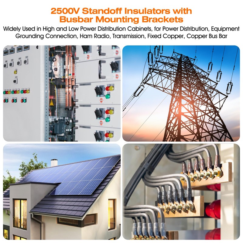 4pcs 2500V Standoff Insulators with Busbar Mounting Brackets