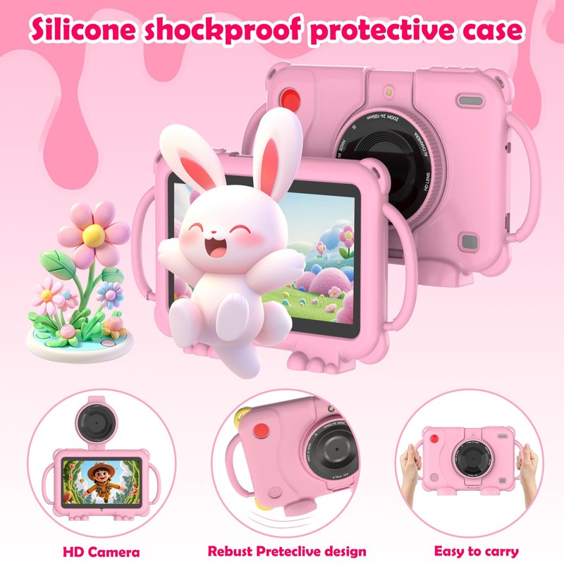 PEICHENG Tablet for Kids 7Inch IPS Display, (3+5GB) RAM+32GB ROM+1TB
