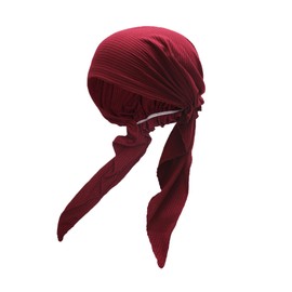 ZLYC Chemo Headwear Pre Tied Head Scarf Headwraps Lightweight Turban Beanie Cap for Women (Solid Burgundy)