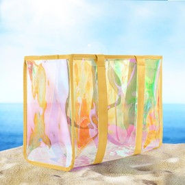 Didida Large Beach Tote Bag For Women 26L With Touch Screen Phone Bag Clear Waterproof Sandproof Beach Shoulder Bag Handbag, Yellow